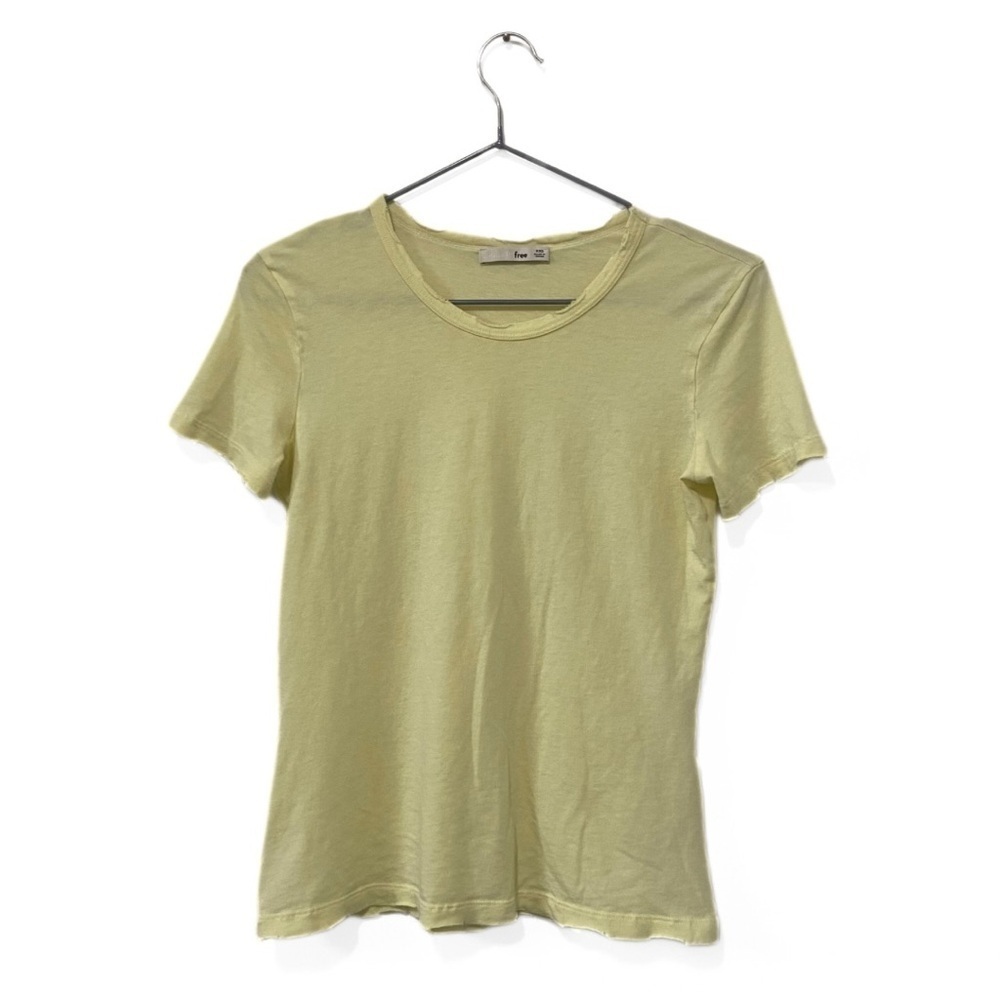 Wilfred Free | Aritzia Yellow Distressed Casual Flowy Baby T-shirt Size XXS